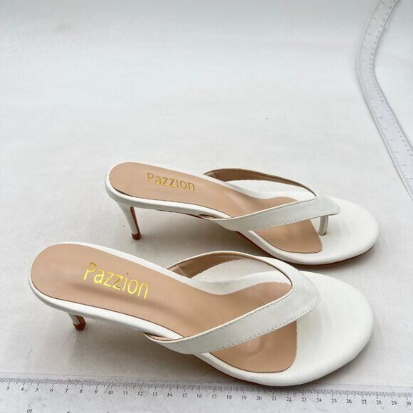 Pazzion Womens Fashion Flip Flops Open Toe Low Heels Thong Sandals White - Picture 4 of 7
